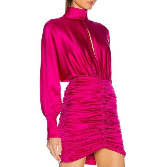 RETROFETE Silk Barbara Mini Dress in Orchid Pink size XS NEW $695 - Picture 4 of 16